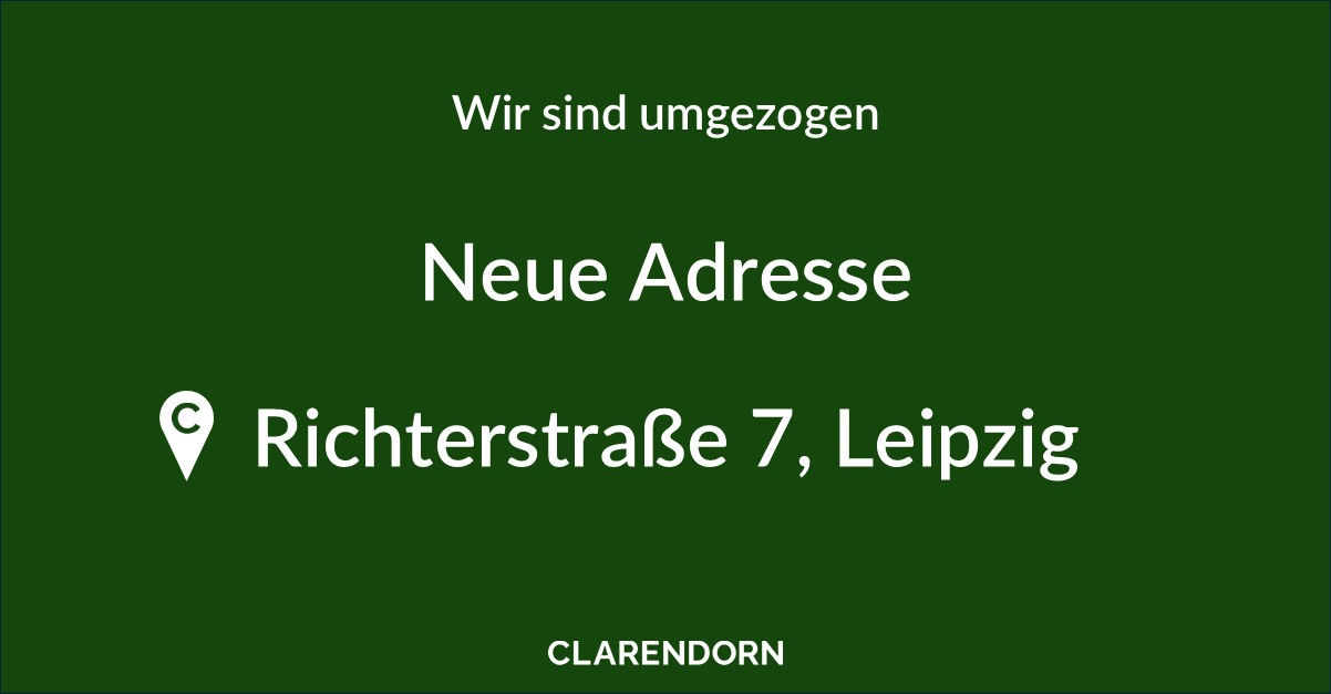 Grafik mit neuer Anschrift und Hinweis zum Umzug